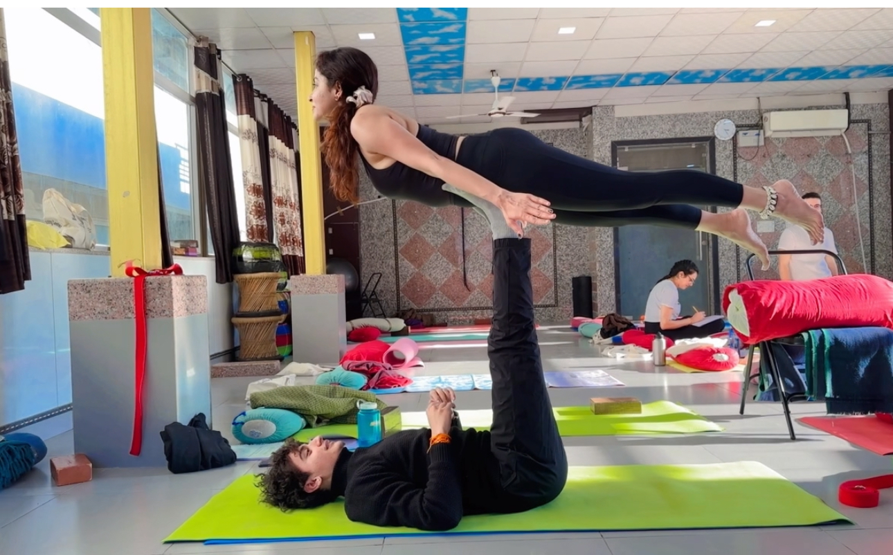 Yoga class practice