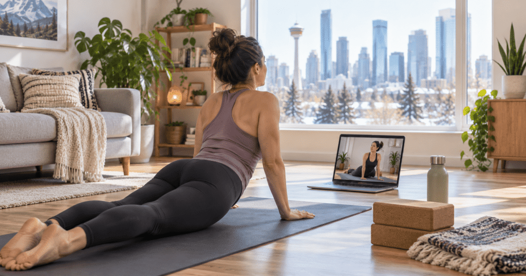 Online private yoga session at home in Calgary
